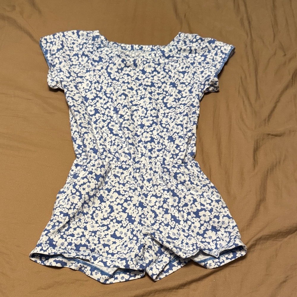 GAP Kids Blue and White Floral Romper - Size XS